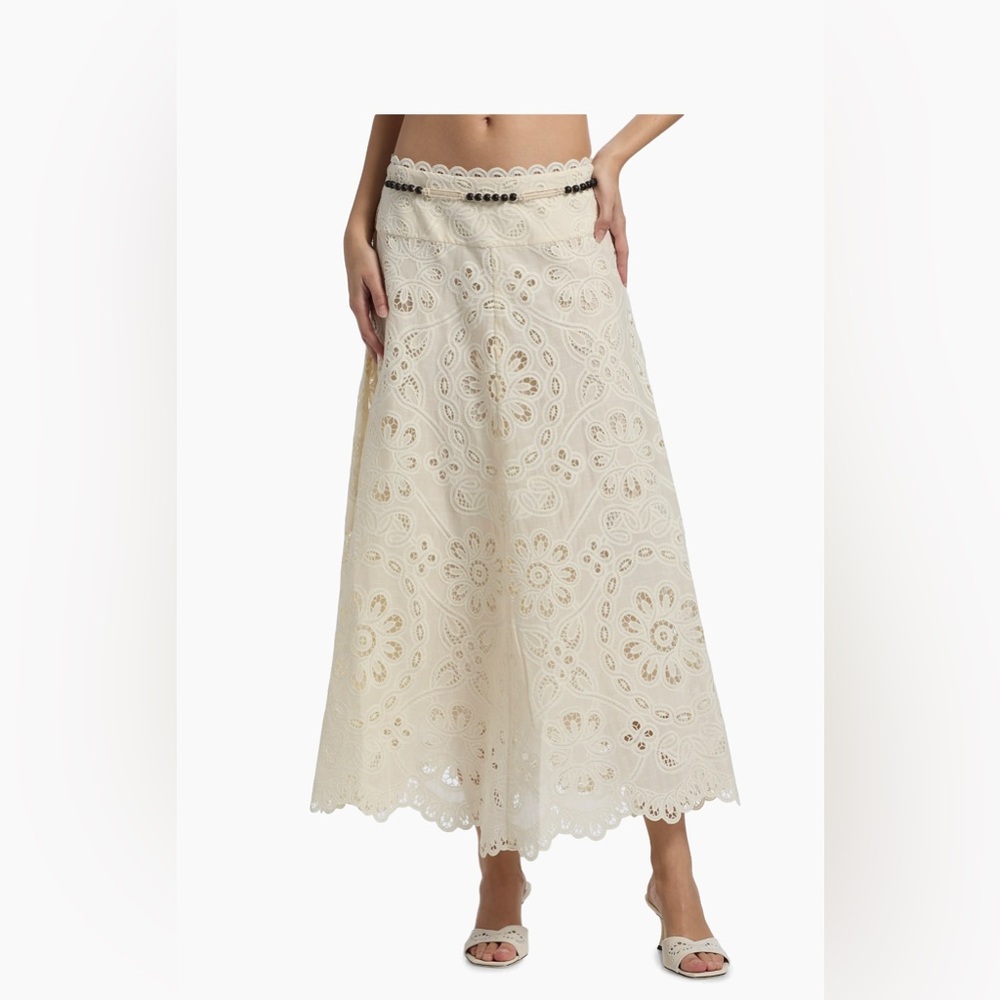 Zimmermann  Rhiannon Lace Cotton A-Line Midi-Skirt. Size 1 - Picture 3 of 7